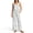 Blue Floral Print, variant on Linen Women's 2 Piece Casual Linen-Like Set for Summer Work, Sleeveless Square Neck Summer Pants Sets, Floral Vine Bloom, Size Large
