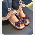 thumbnail image 4 of YHAJDS Kids Bow Floral Print Slide Sandals Soft Sole Summer Beach Flip Flops, 4 of 5