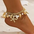 thumbnail image 2 of CFIOZYOS  Ankle Bracelet Set for Women, Gold Boho Bead Adjustable Anklet,  Beach Pearl Heart Starfish Foot Jewelry Gifts, 2 of 13