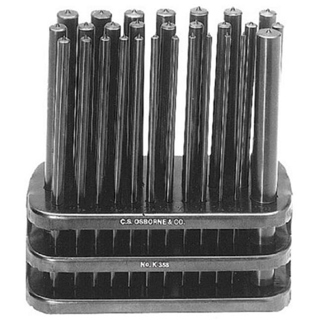 C.S. Osborne 565-K-358 02470 Ensemble 28 Pcs Transferpunch avec Support