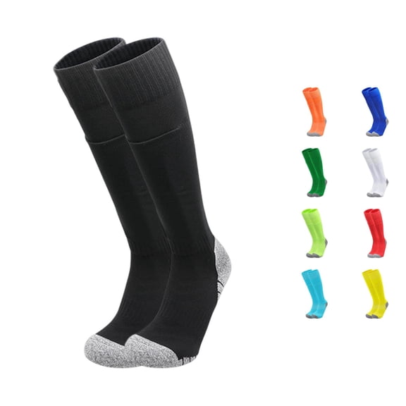 RTKFRFLM Kids Soccer Socks with Shin Guard Pocket Anti Cushion Towel Bottom High Socks 4-12 Years