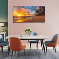 thumbnail image 3 of Aaheei Beach Wall Art Decor Golden Sunset Painting Seascape Theme Pictures Gold Ocean Palm Tree Prints on Canvas for Living Room, Bedroom, Bathroom, Kitchen or Home Office Decoration 11x14, 3 of 6