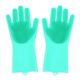 thumbnail image 1 of Guantes mágicos de silicona reutilizables con cepillo de limpieza, herramienta de cocina para limpieza, hogar, lavavajillas, coche, (1 par) (verde), 1 of 5