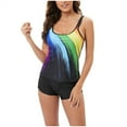 thumbnail image 2 of Summer Savings Clearance! Plus Size Tankini Swimsuits For Women Retro Print Bathing Suits Two Pieces Modest Swimming Wear Sports Tank Tops With Boyshorts Tummy Control Swimwear, 2 of 5