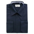 thumbnail image 2 of Berlioni Italy Men's Convertible Cuff Solid Dress Shirt Navy, 2 of 3