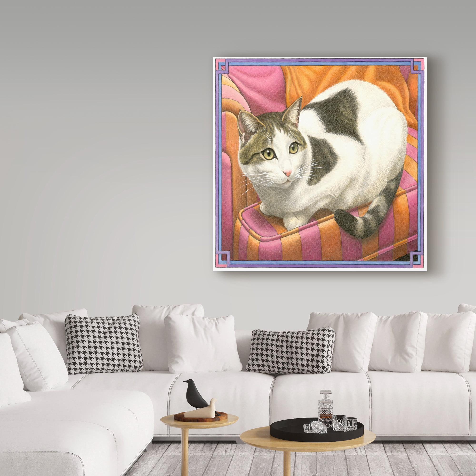 Trademark Fine Art 'Cat On Pink Chair' Canvas Art by Francien Van Westering