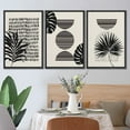 thumbnail image 3 of PixonSign Framed Canvas Print Wall Art Set Geometric Dark Mid-Century Palm Leaf Collage Abstract Shapes Illustrations Modern Art Boho Decorative for Living Room, Bedroom, Office - 16"x24"x3 BLACK, 3 of 5
