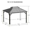 thumbnail image 2 of Kozyard Alexander 10' X 12' Hardtop Permanent Aluminum Metal Gazebo with Galvanized Steel Double Roof Canopy, Curtain and Netting, Gazebo Pavilion for Patio, Backyard, Deck, Lawn (Brown), 2 of 8