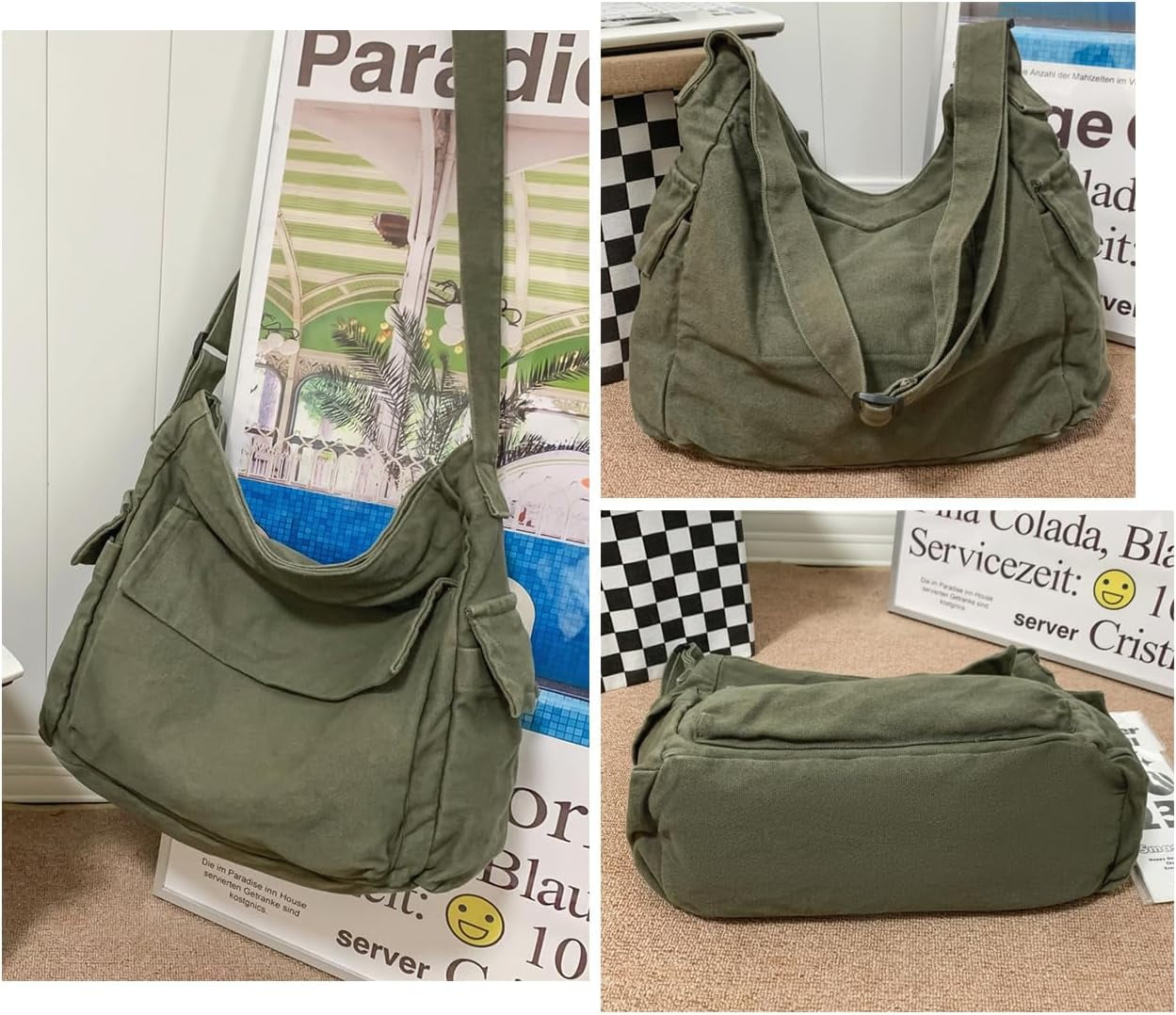 Messenger Bag Hobo Crossbody Bags for Women Canvas Bag Crossbody Tote Bag Shoulder Bag
