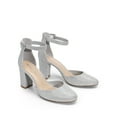thumbnail image 3 of BURUDANI Women's Closed Toe Chunky Heels Ankle Strap Low Block Heels Round Toe Dress Bridal Wedding Pumps Shoes, 3 of 6