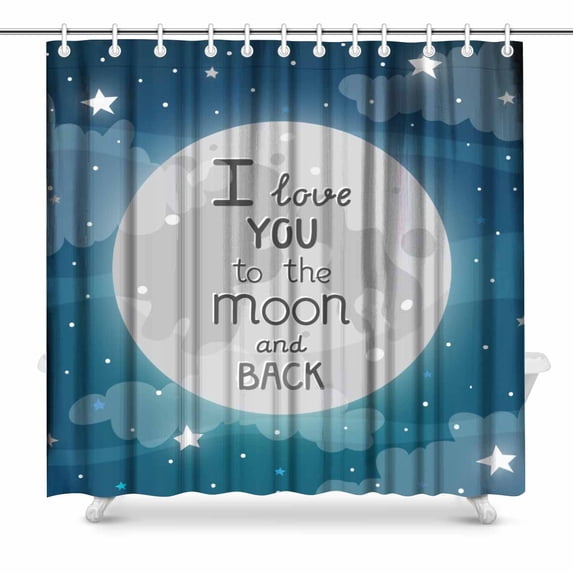 SUNENAT Romantic Valentines Day I Love You to the Moon Waterproof Polyester Bathroom Shower Curtain 72(Wide) x 72(Height) Inches