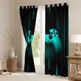 thumbnail image 4 of Homewish Cartoon Cyan Gamepad Black Out Curtains for Teens, Stripes Abstract Curtains Pack of 2 (42x63 Each), Neon Gradient Video Gamer Bedroom Curtains, Living Room Curtains Decor, 4 of 7