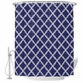 thumbnail image 2 of Quatrefoil Moroccan Pattern Waterproof Fabric Shower Curtain,Geometric Blue Morocco Waterproof Fabric Shower Curtain for Bathroom Curtains Bathtubs Hotel Shower Curtains with 12 Hooks Small 36x72in, 2 of 8