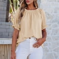 thumbnail image 6 of Off The Shoulder Short Sleeve for Women Summer Blouses Dressy Casual Boho Stretch Tops Khaki XL, 6 of 6