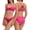 Strawberry/Maroon, variant on Women's Bikini Set Knot Front Criss Cross Back Bathing Suit, Two Piece Set Bikini Swimwear with Padding (FN045) - Strawberry/Maroon - XS