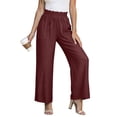 thumbnail image 4 of Pantalones de Cintura Alta de Pierna Ancha para Mujeres Trabajo Casual Pierna Ancha Recortada Viaje Senderismo Cintura Elástica con Bolsillos, 4 of 9