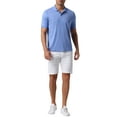 thumbnail image 2 of INSPIRE CHIC Men's Solid Color Lightweight Breathable Short Sleeved Casual Polo Shirt M Blue, 2 of 5