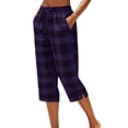 thumbnail image 3 of Women's Cotton Polyester Wide Leg Capri Pants, Mid Waisted Elastic Waist Straight Tube Casual, Pockets with Drawstring Relaxed Fit, Office Beach Travel Summer, Cropped Pants, 3 of 8