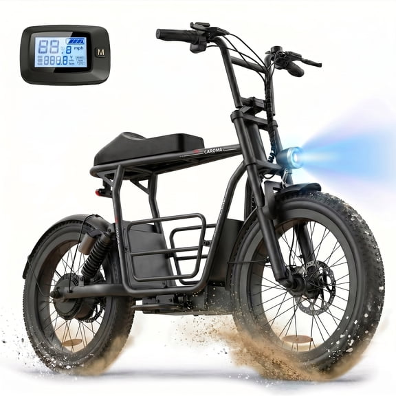 Caroma Peak 800W Electric Scooter for Adults with Seat, 16" Fat Tire E-Scooter for All-Terrain, 20Mph Max Speed, 25 Miles Range, Motorcycle Style E Scooter with Basket,Black
