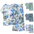 thumbnail image 2 of Coofit Ensemble de Pyjama 2 Pcs pour Femmes, Manches Courtes Florales, Haut d'Été avec Pantalon, 2 of 6