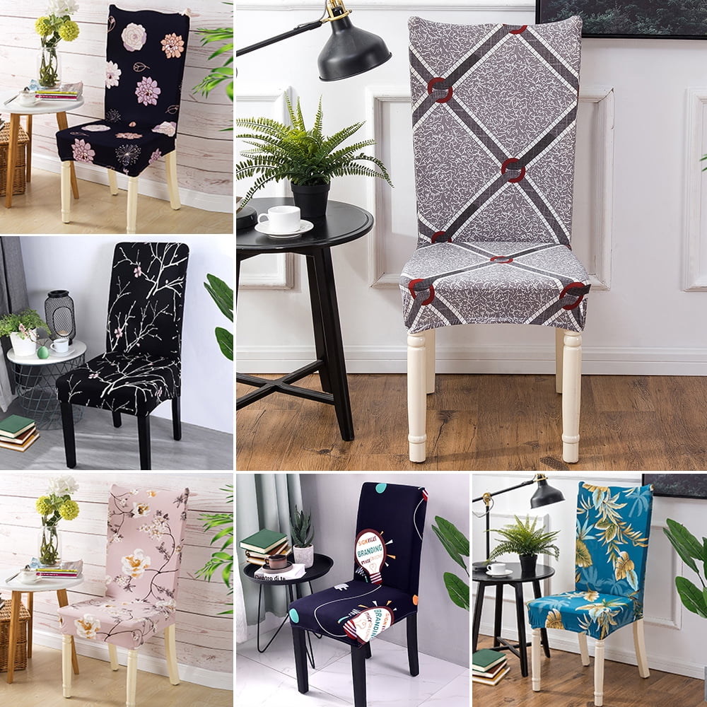 Fabric Stretch Dining Room Chair Covers Set of 16 Pcs Soft Spandex