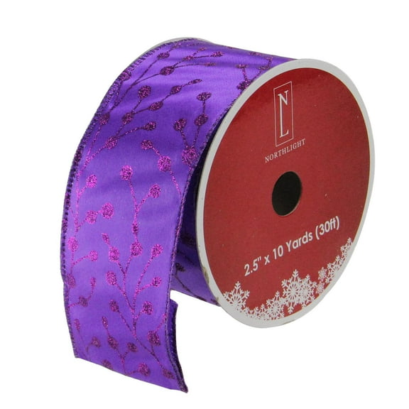 Purple Tree Wired Christmas Craft Ribbon