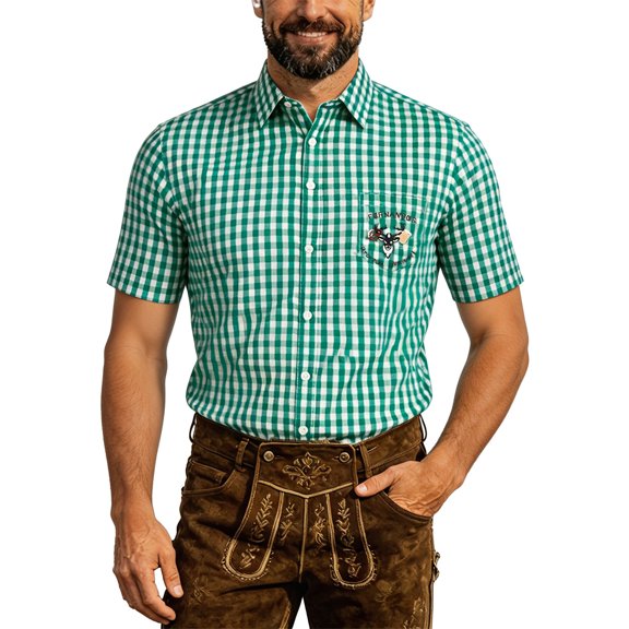 Oktoberfest Bavarian Shirt Men Slim Fit Casual Button Down Shirt Long Sleeve Solid Business Dress Shirt Blend Fashion Top Shirts Tops