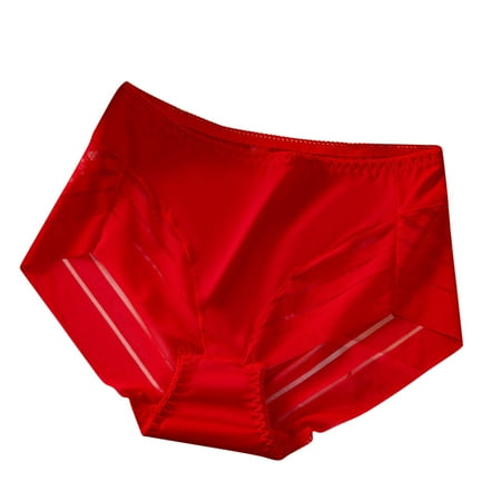 Zpanxa Womens Underwear  Panties for Women Plus Size High Waist Sexy Lace Ultra-Thin Breathable Mesh Butt Lifting and Control Panties Ladies Full Coverage Stretchy Underwear Red A L