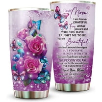 Mom Gifts from Daughters - 20oz Stainless Steel Insulated Butterfly Purple Mom Tumbler - Christmas, Valentine''s Day, Mom Birthday Gifts, Mothers Day Gifts from Daughter for Mom, New Mom, Bonus Mom