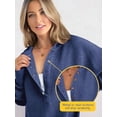 thumbnail image 4 of Sudadera con Capucha de Larga Extragrande para Mujer, Cuello en V, Botones y Abertura Lateral, Estilo Informal. Azul Oscuro XL, 4 of 9