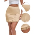 thumbnail image 3 of DARING DIVA Women's Curved Slit Lined Lace Trim Half Slip Underskirt L Light Beige, 3 of 5