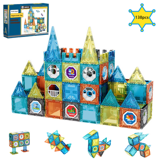 108pcs Magnet Tiles Magna Award Winning Building Magnetic Toy with Bin 