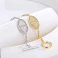 thumbnail image 4 of Pulsera de alta gama de nicho de alta gama, hebilla de una sola palabra de calidad de renombre, forma de nariz de cerdo, circón, estilo socialité, elegante joyería de mano al por mayor, oro, 4 of 5