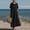 Black, variant on Women's Short Sleeve Flowy Long Sundress Spaghetti Strap Summer Dress