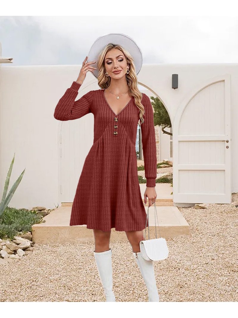 long sleeve casual wedding guest dress Women Casual Long Sleeve Dress Fall Wedding Guest A Line Flowy Long Dresses Solid Ruffle Smocked Casual Dresses (Black,Small) at Amazon Women's Clothing store