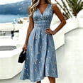 thumbnail image 5 of QUNYINEY Sleeveless Casual Dresses for Women A Line Floral Long Summer Sundress Beach Loose Fit V Neck Vacation Dresses, 5 of 5