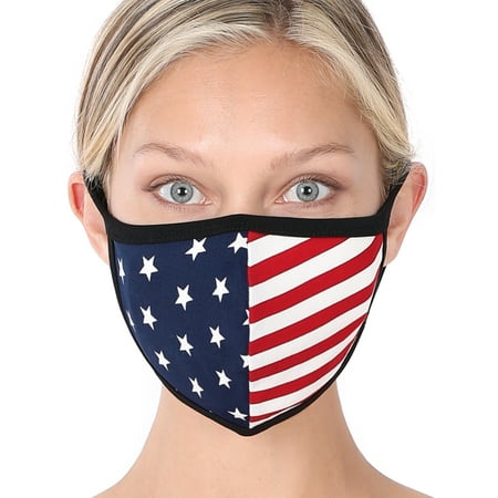 Zenana's American Flag Print Washable Soft Cotton Lining Adults Unisex One Size Face Covering Mask