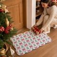 thumbnail image 5 of Christmas Tree and Bow Printed Doormat, Crystal Velvet Festive Entryway Rug, Elegant Scalloped Wavy Edge Floor Mat, Dirt Trapping Indoor Entrance Carpet, Holiday Home Decor(B 29.53in), 5 of 7
