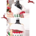 thumbnail image 5 of Juego de 2 fundas tejidas para botellas de vino con cuello de piel sintética para decoración de fiesta navideña, 5 of 5