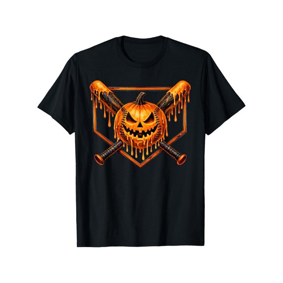 Childrens Wear Spooky Baseball Pumpkin Graphic Unisex Short Sleeve Cotton Tee For Kids Funny Halloween Holiday Gift