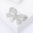 thumbnail image 7 of Yesbay Women Brooch Faux Pearl Rhinestone Decor Hollow Bow Exquisite Vintage Anti-slip Coat Collar Hat Scarf Decoration Clothes Pin Garment Jewelry, 7 of 7