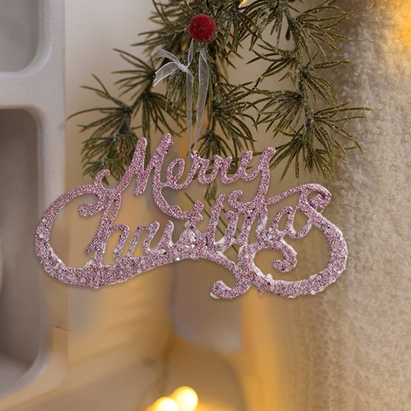 Seyotauo Merry Christmas Sign, Merry Christmas Tree Wreath Decorations Accessories Hanging, Plastic Merry Christmas Sign for Wall, Christmas Tree, Wreath, Door Decoration