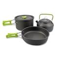 thumbnail image 1 of Utensilios de cocina al aire libre Camping Cocina Cocina Kit Kit de utensilios de cocina Portátil plegable Mango aislado Pan Mochilero Hervidor de agua Verde 3 piezas kenally OD003503-03B, 1 of 7