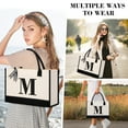 thumbnail image 3 of Personalized Initial Tote Bag, Large Capacity Canvas Beach Bag with Makeup Bag for Women, Valentine's Day Gifts & Birthday Gift Initial Tote Bag with Comfortable Handle for Wife Mom Teacher Friend, 3 of 7