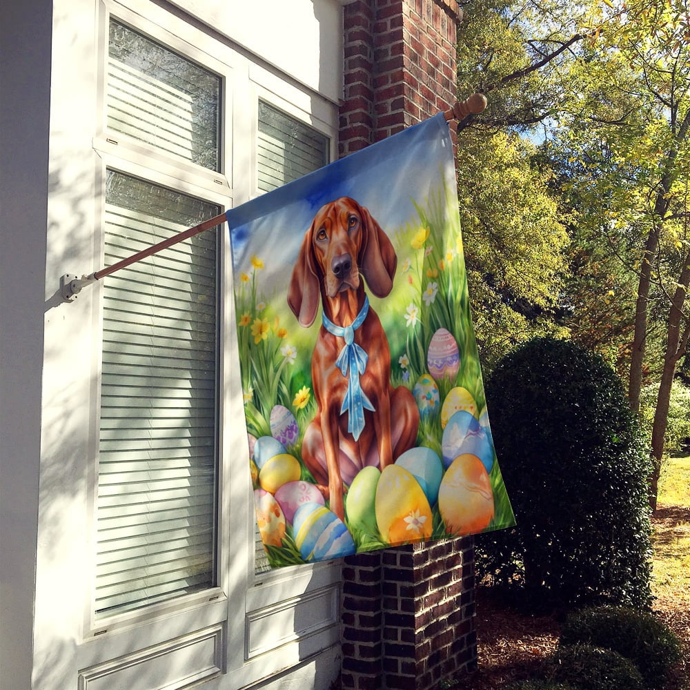Redbone Coonhound Easter Egg Hunt House Flag 28 in x 40 in
