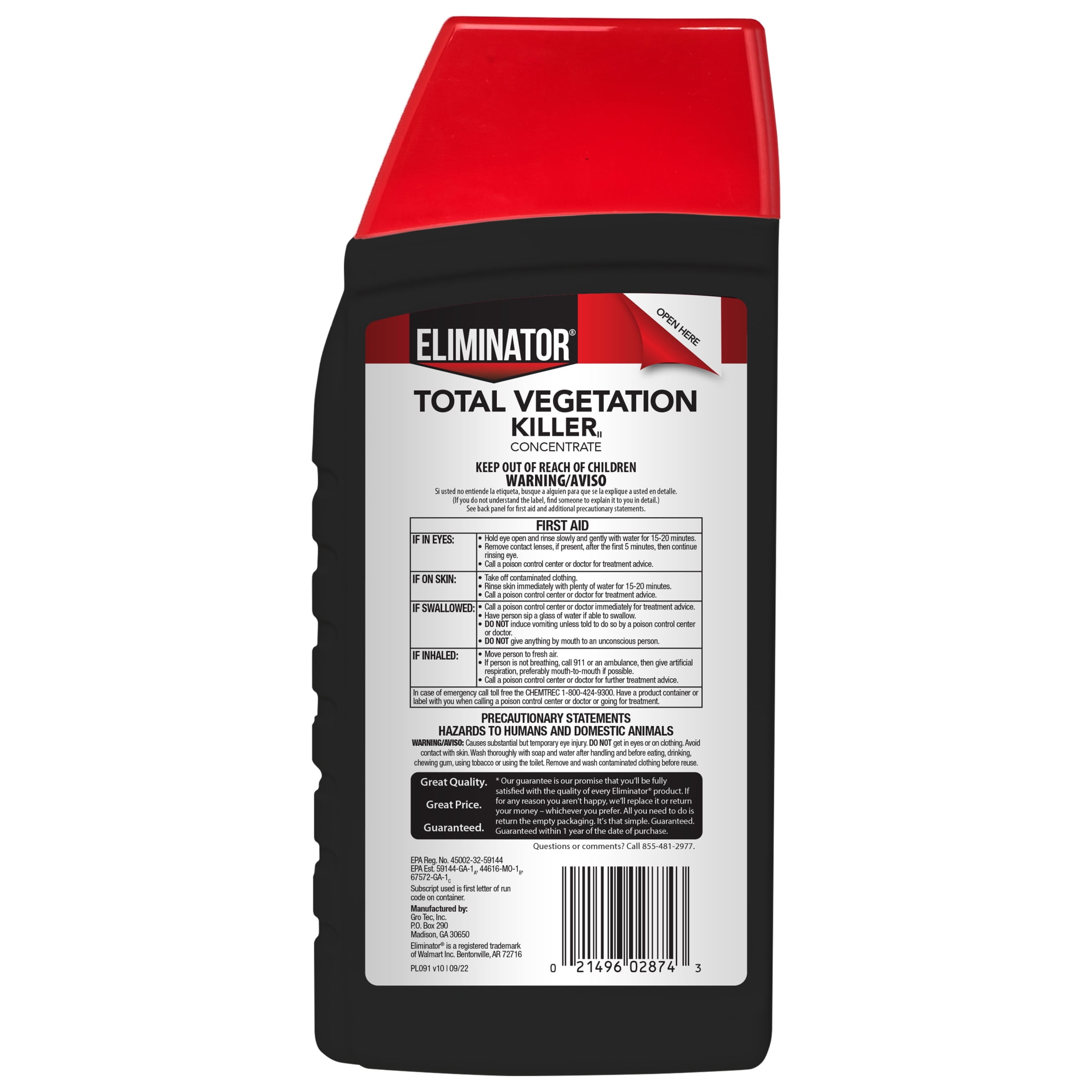 Eliminator Total Vegetation Killer II, Herbicide Concentrate, 28 Fl Oz, Covers Up To 8,750 Sq Ft