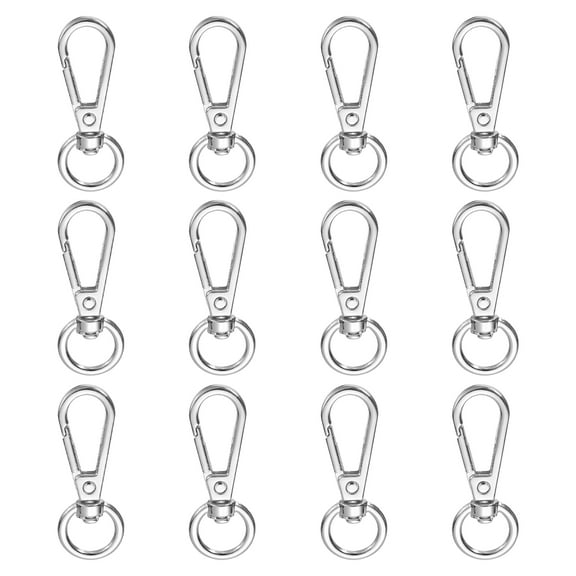 Uxcell 1.8" Swivel Lobster Claw Clasps Keychain Lanyards Trigger Snap Hooks for DIY Jewelry Craft, Silver, 12 Pcs