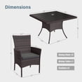 thumbnail image 3 of Gotland 10-Piece Indoor/Outdoor Dining Table Set, Garden Patio Rattan Set with w/Tempered Glass Tabletop with Removable Cushions and Umbrella Cutout for Patio, Backyard,8 Chairs - Grey, 3 of 8