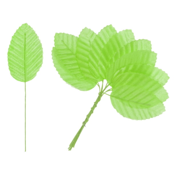 Uxcell 20Pcs Hoja de Seda Artificial, Hojas Individuales de Alambre Falsas, Flor Falsa Verde Claro