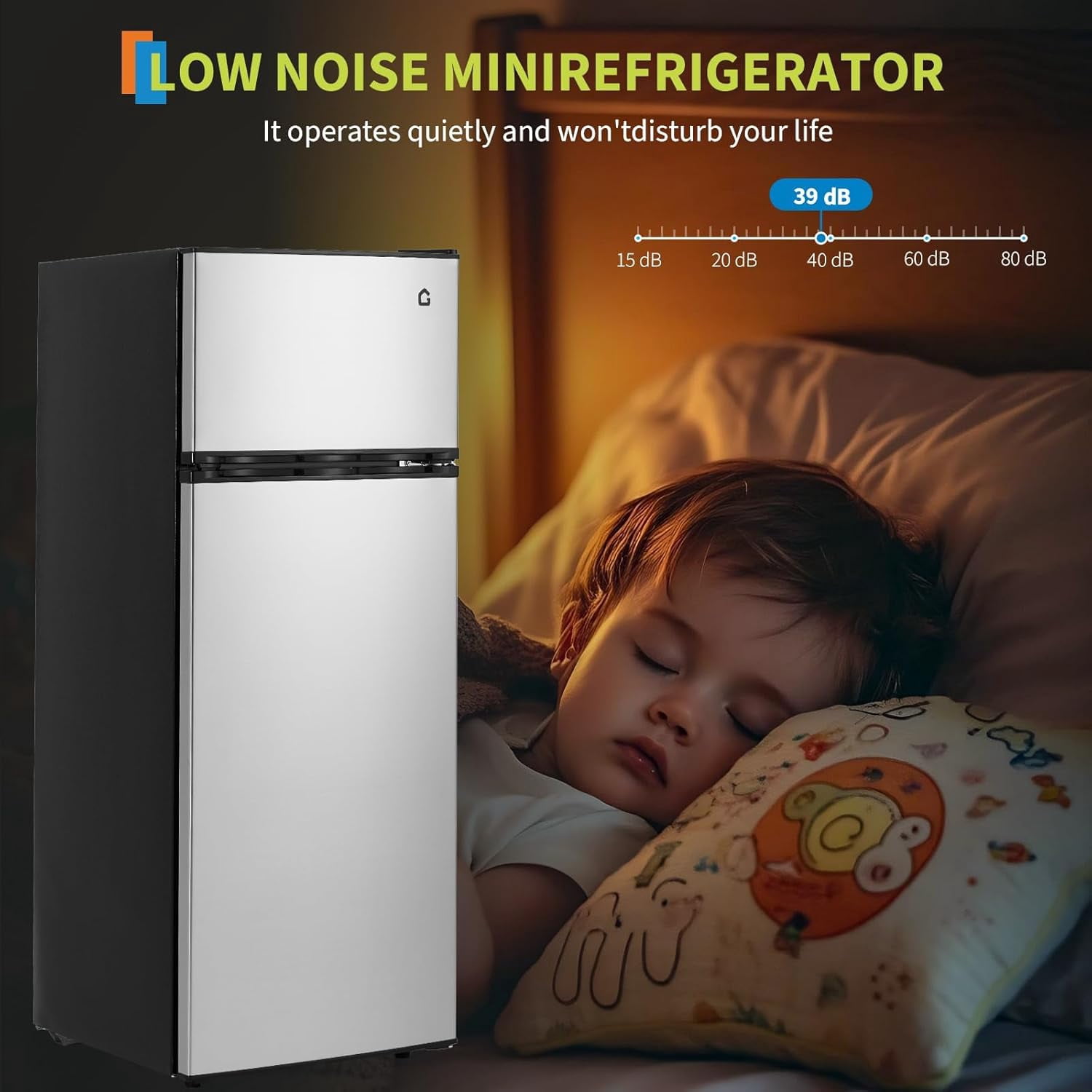 7.5 Cu.Ft Refrigerator with Freezer, 2 Door Fridge, 7 Settings Temperature Adjustable, Large Capacity, Food Storage or Cooling drinks,for Dorm, Office, Bedroom, Kitchen, Bar Use​